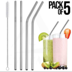 Steel straw with cleaning brush