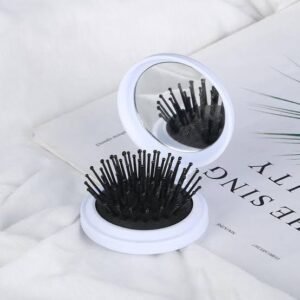 Folding mirror hairbrush