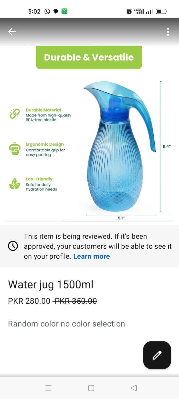Water jug 1500ml
