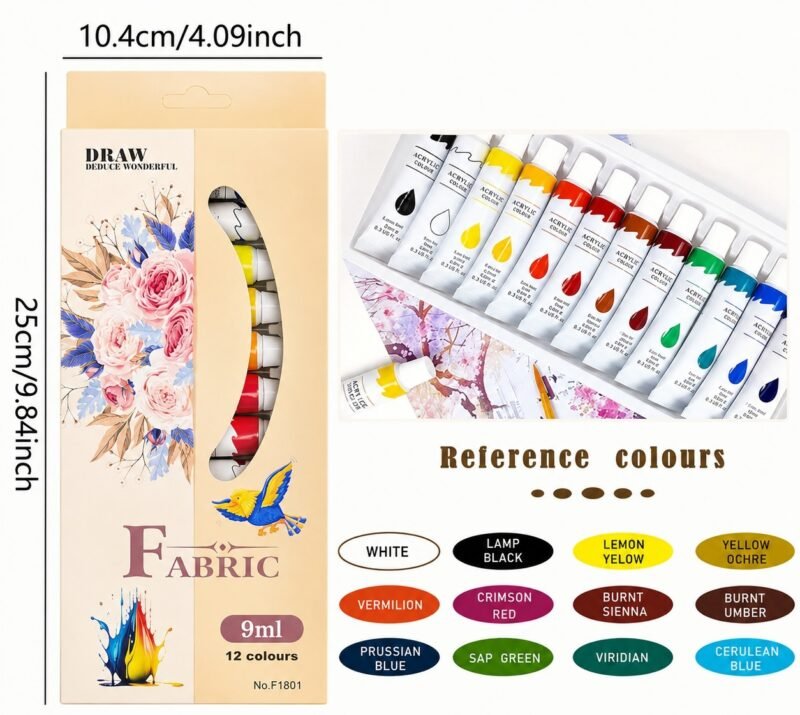 Fabric paint 12 colors (9ml)