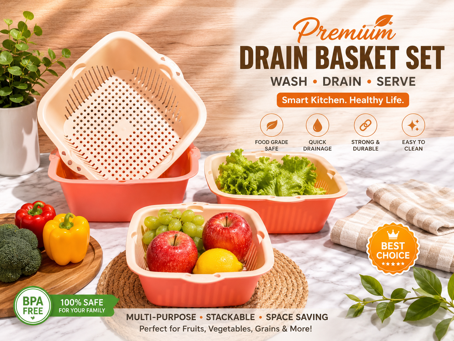 Strainer bowl basket (6pcs set)