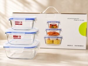 Glass lid boxes (3pcs)