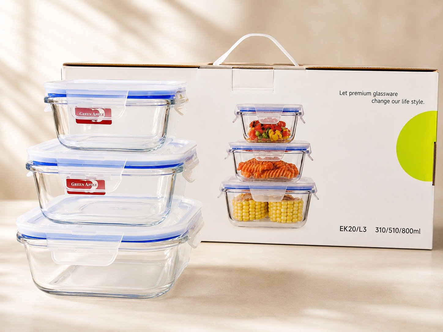 Glass lid boxes (3pcs)
