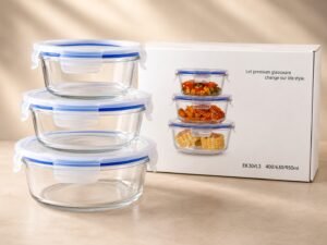 Glass lid boxes (3pcs)
