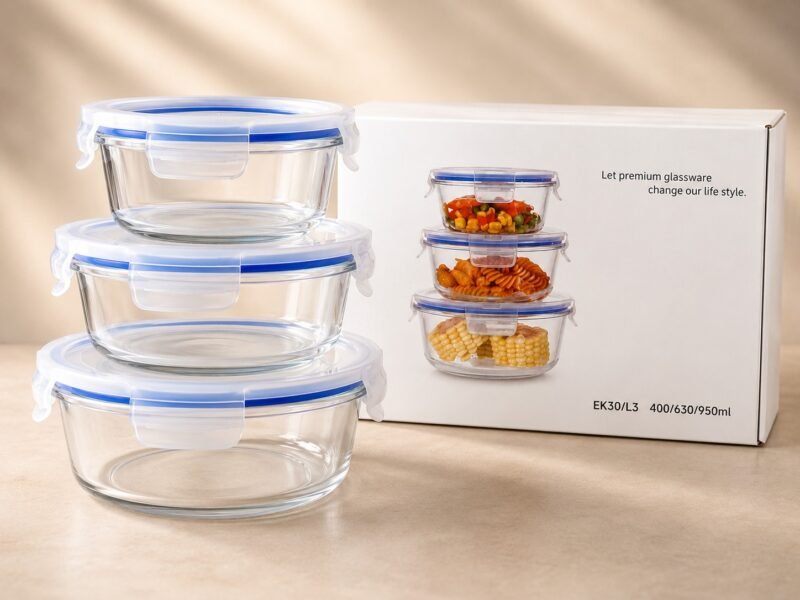 Glass lid boxes (3pcs)