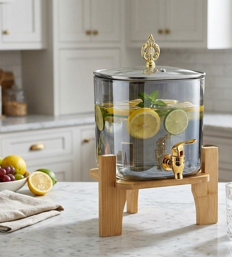 Glass juice dispenser