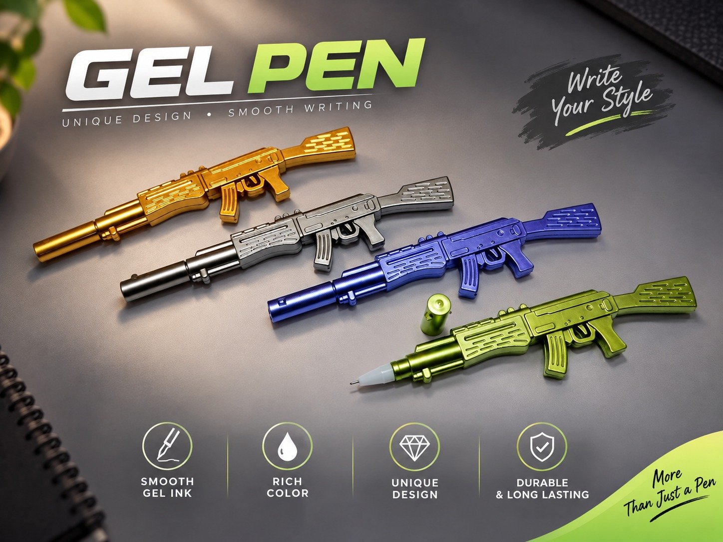 Gun gel pen (2pcs)